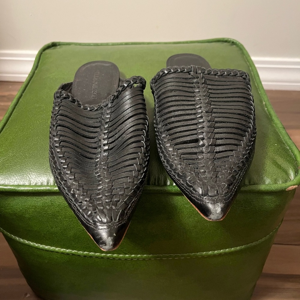 Ulla Johnson | Black Woven Leather Mules